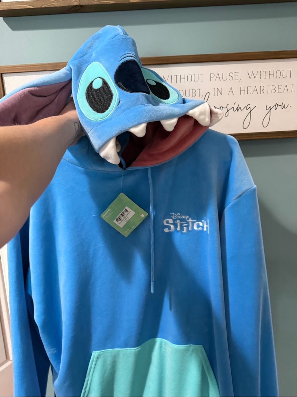 Disney Stitch Light Blue Hoodie Coverup with Aqua Pocket